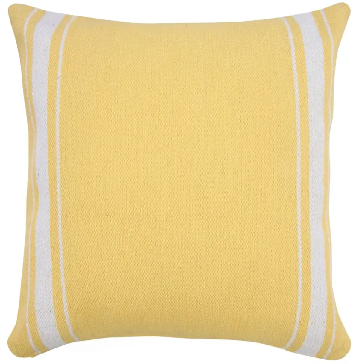 20" Yellow and White Halo Striped Border Square Throw Pillow