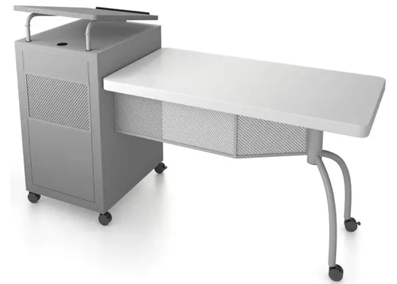 Oklahoma Sound® Edupod Teacher's Desk & Lectern Combo, Grey Hammer Tone