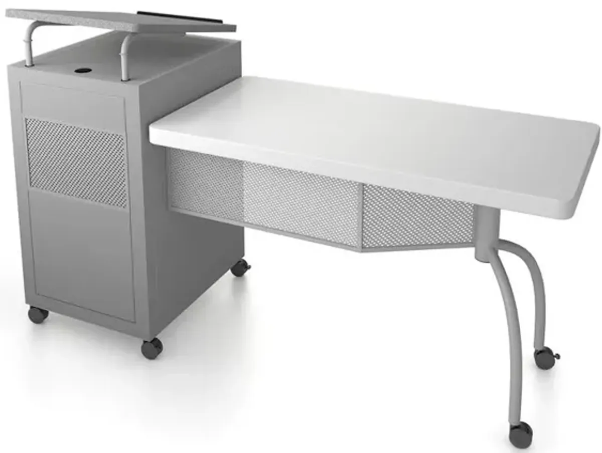 Oklahoma Sound® Edupod Teacher's Desk & Lectern Combo, Grey Hammer Tone