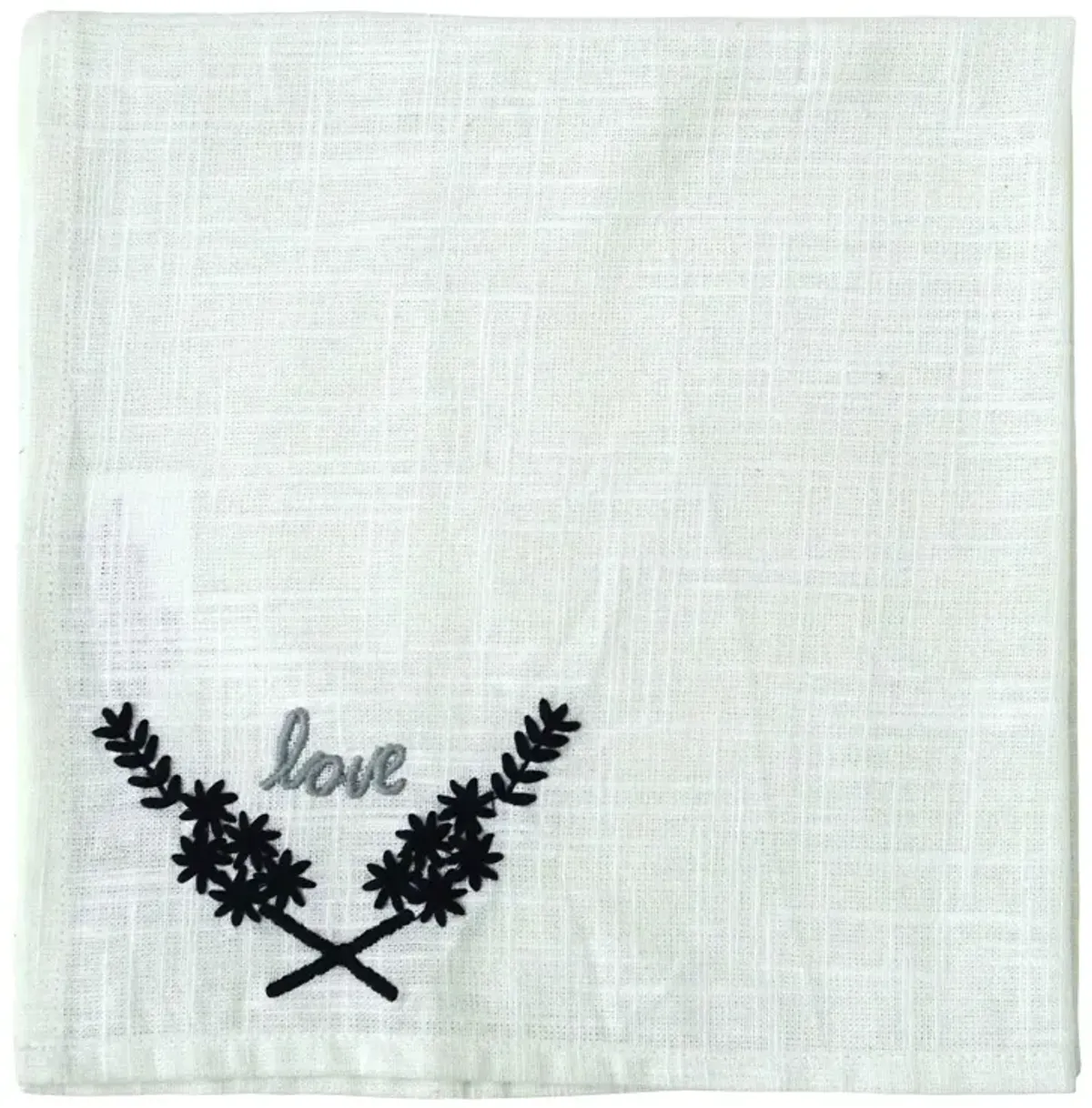 20" Table Cloth Napkins Set of 4 with Love Embroiderey (Off White)