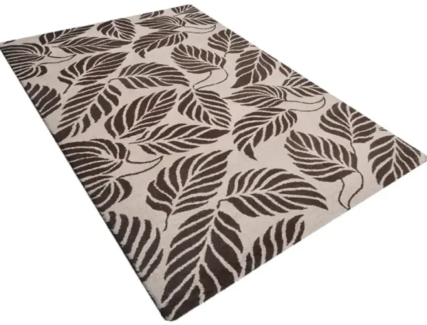 RUGSOTIC CARPETS HAND TUFTED WOOL ECO-FRIENDLY AREA RUGS  - 5'x8', Rectangle Shape, Beige & Brown, Floral Modern Design, High Pile Thick Handmade Area Rugs for Living Room, Bed Room (K00510)