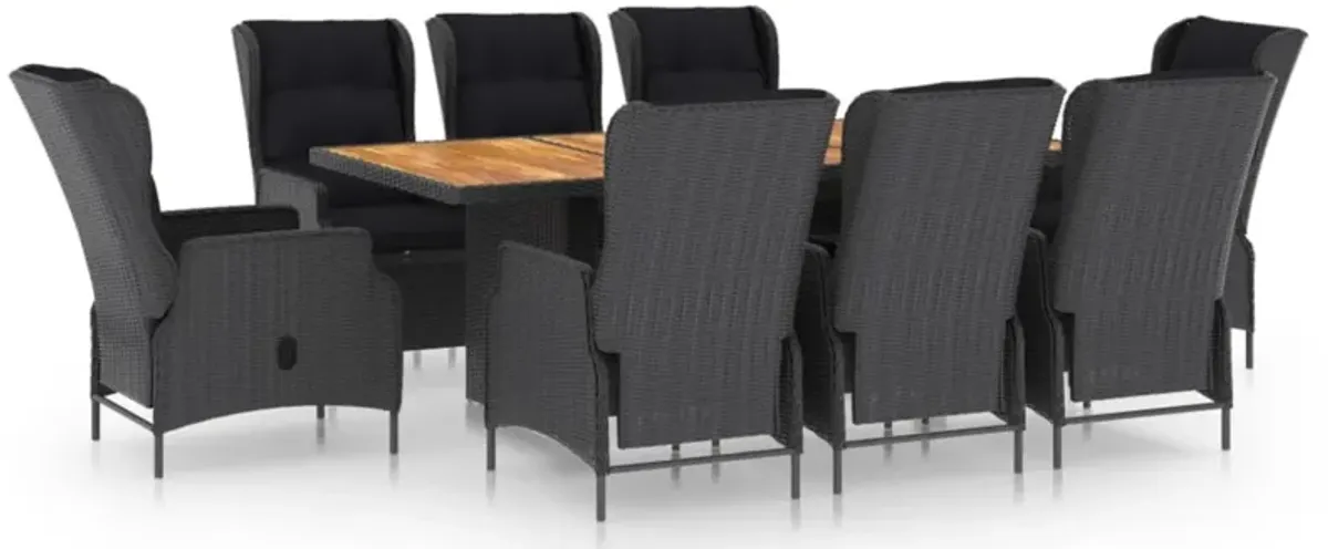 vidaXL 9 Piece Outdoor Dining Set with Cushions Poly Rattan Dark Gray