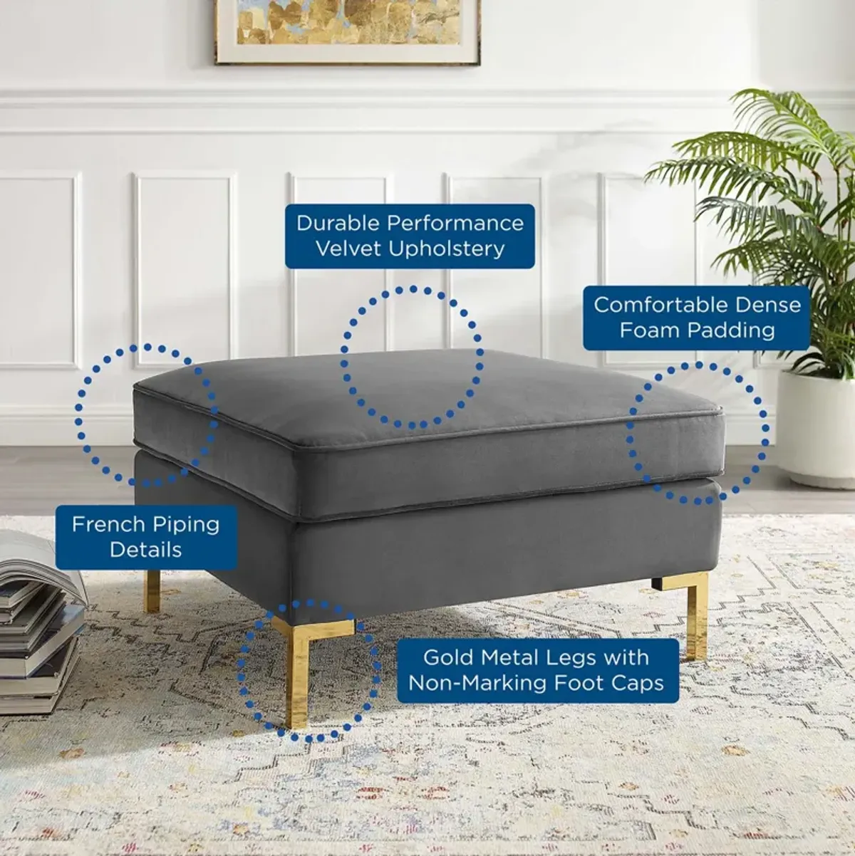 Ardent Performance Velvet Ottoman