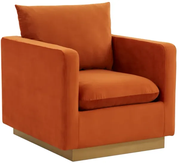 LeisureMod Nervo Velvet Accent Armchair With Gold Frame