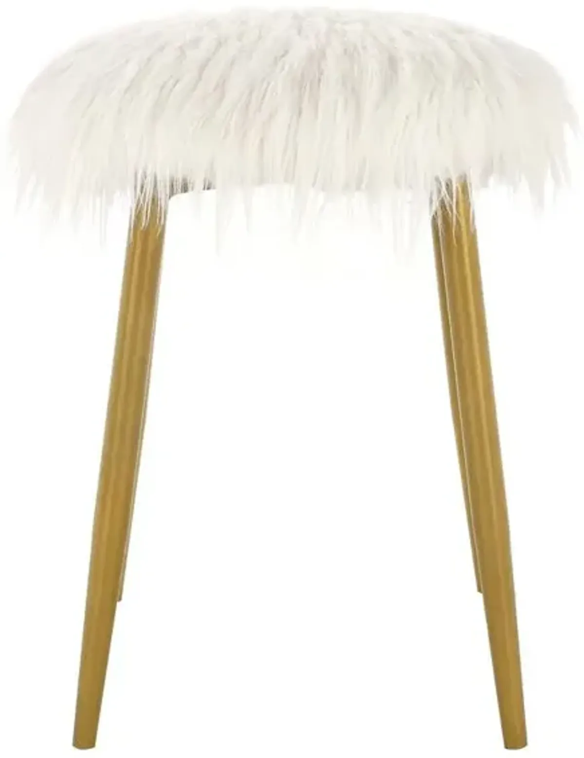 Carolina Living Madison Faux Fur Ottoman - White/Gold