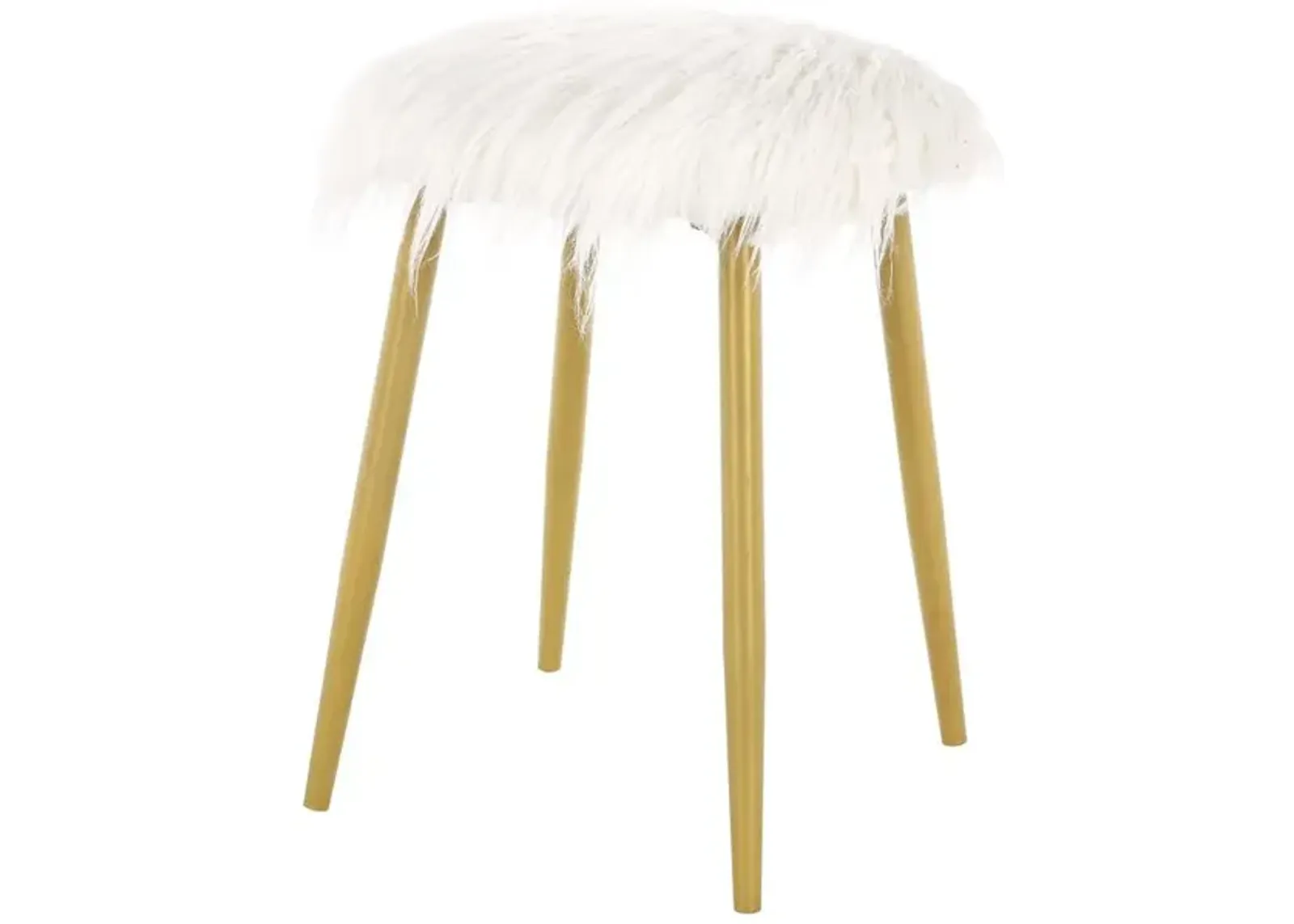 Carolina Living Madison Faux Fur Ottoman - White/Gold