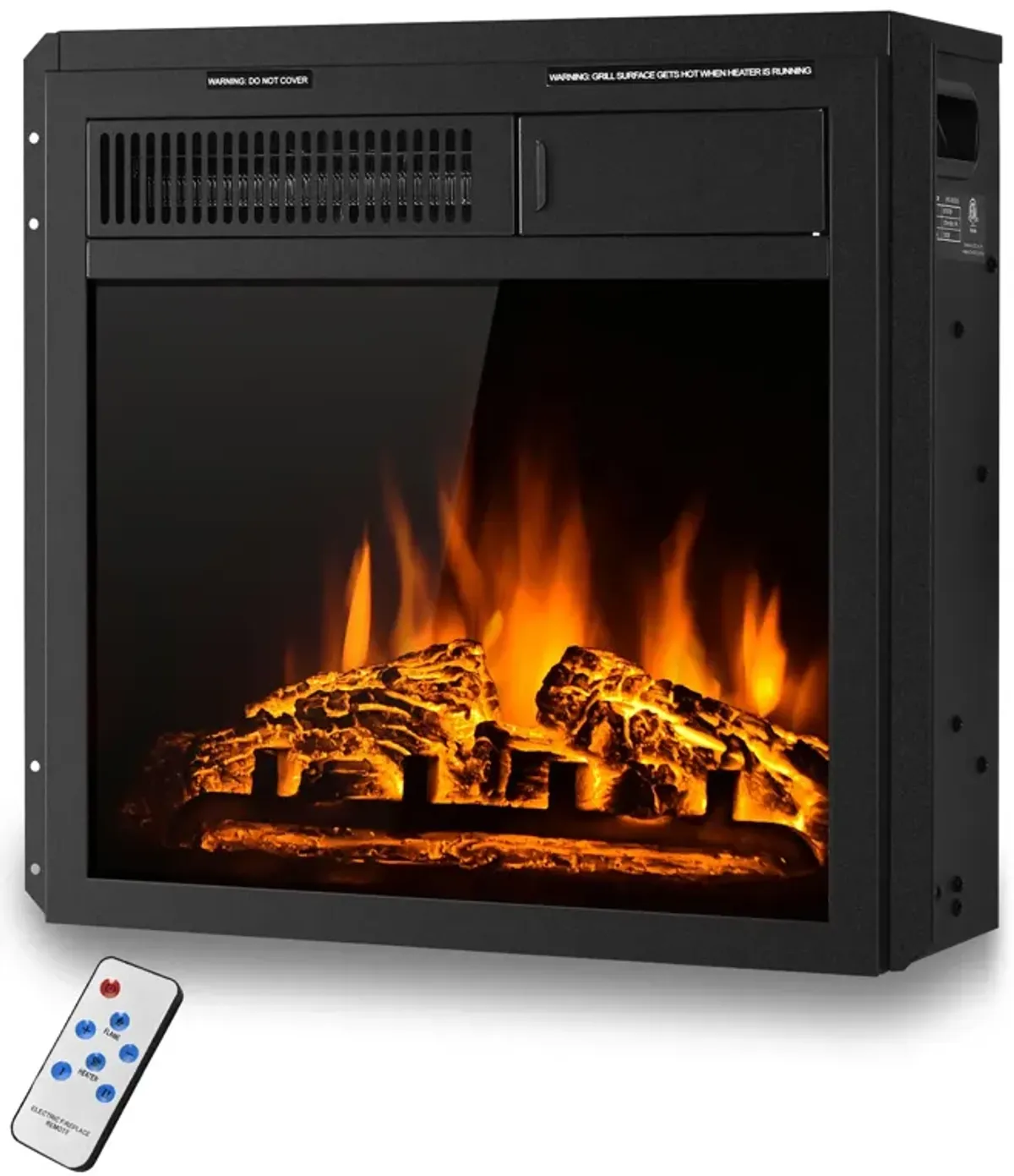 18 Inch Electric Fireplace Insert with Log and Remote Control