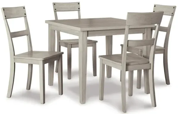 5 Piece Farmhouse Dining Set, Weathered Gray Wood, Sleek Nailhead Accent-Benzara