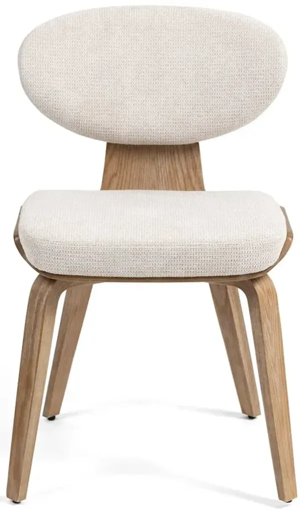 Glamour Home Set of 2 Bernique Beige Washed Woven Fabric Dining Chair with Natural Wood Legs