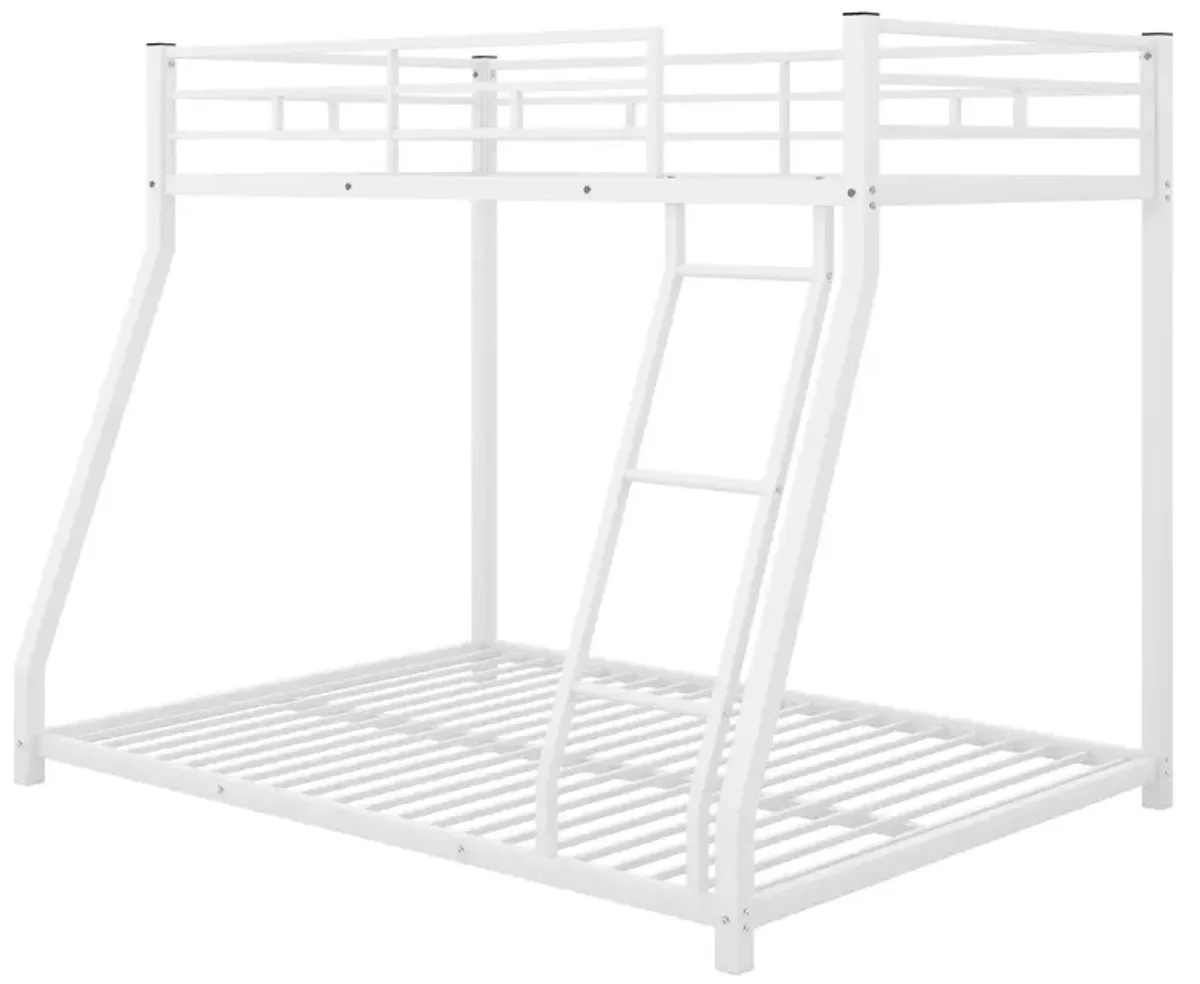 Metal Floor Bunk Bed, Twin Over Full, White