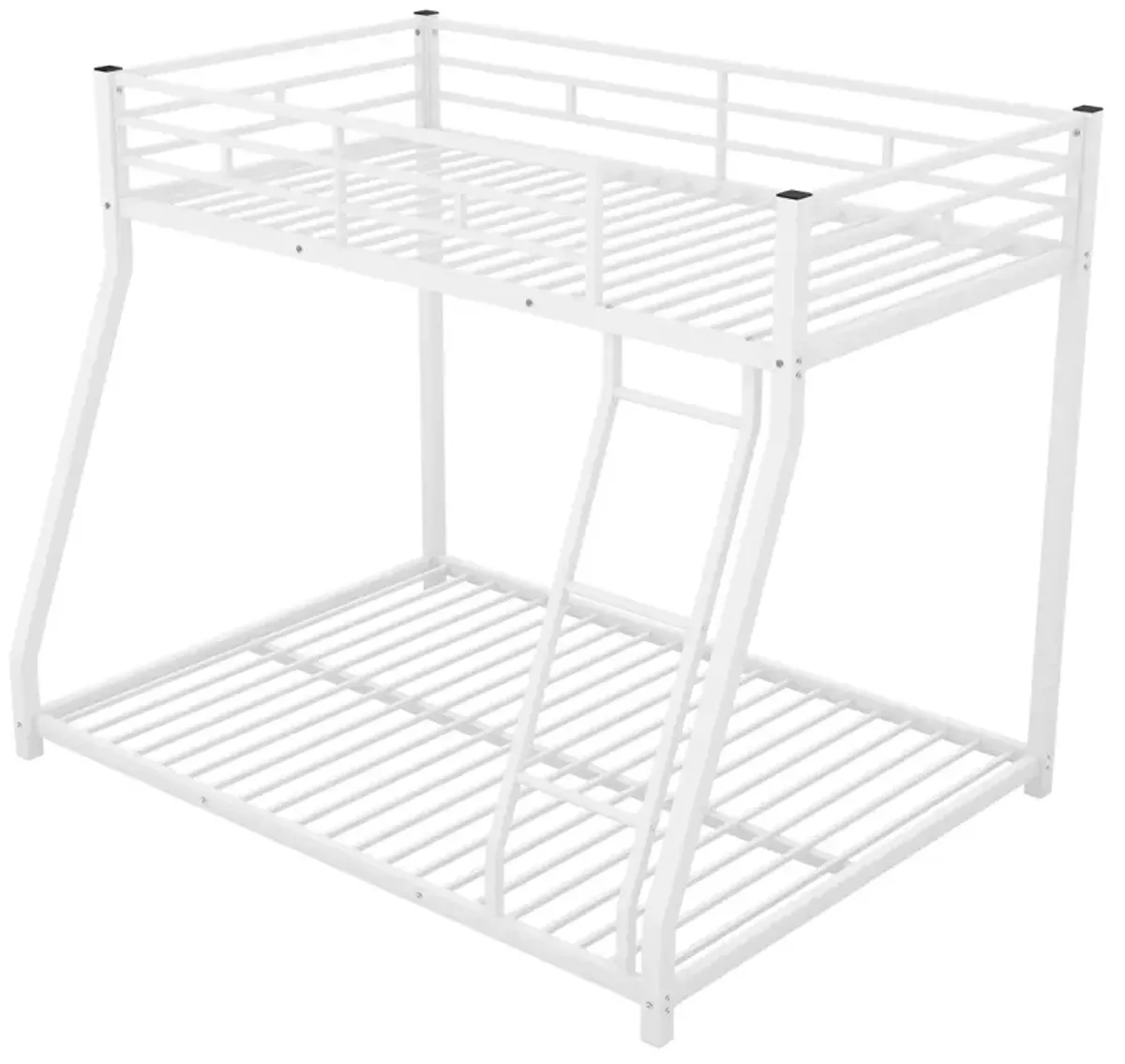 Metal Floor Bunk Bed, Twin Over Full, White