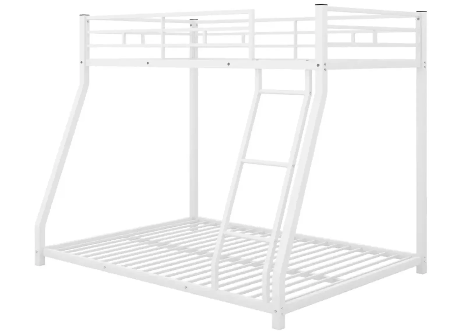 Metal Floor Bunk Bed, Twin Over Full, White