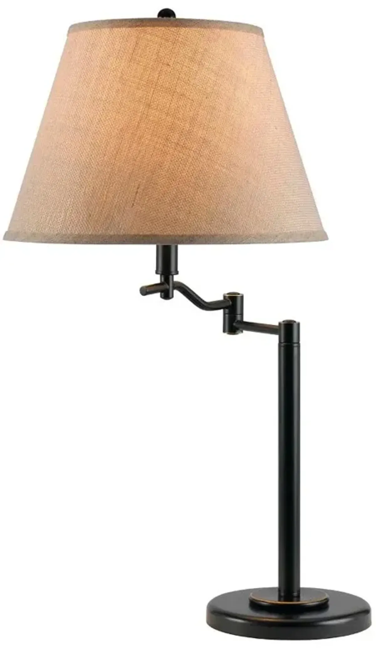 Hivvago 29" Bronze Metal Swing Arm Table Lamp With Off White Empire Shade
