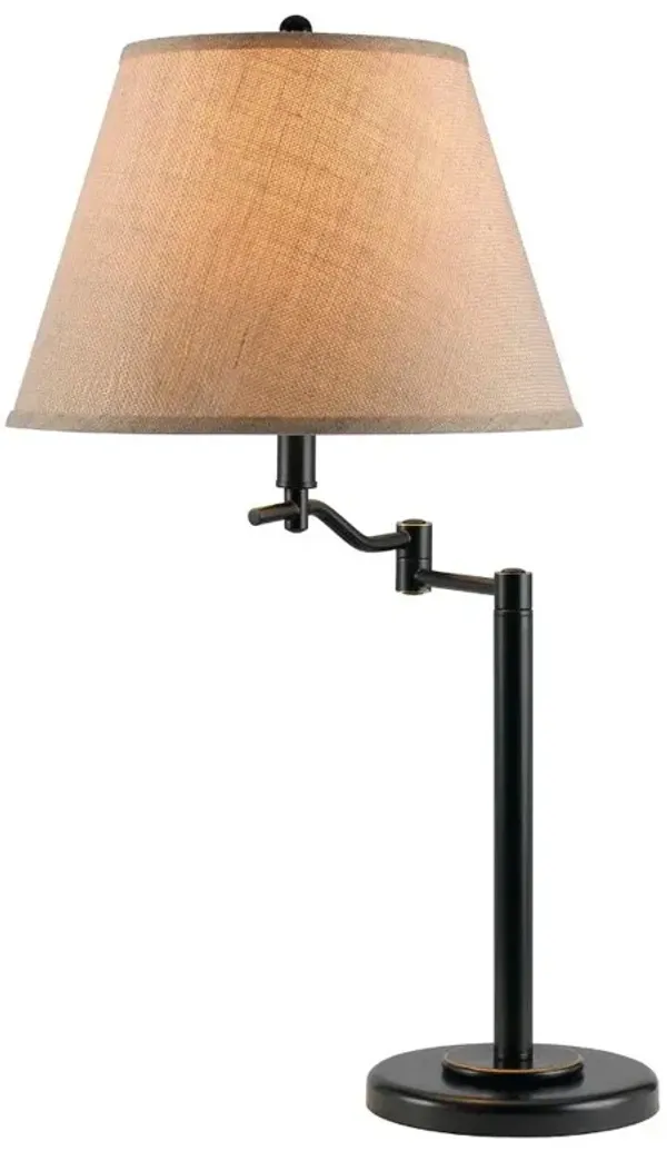 Hivvago 29" Bronze Metal Swing Arm Table Lamp With Off White Empire Shade