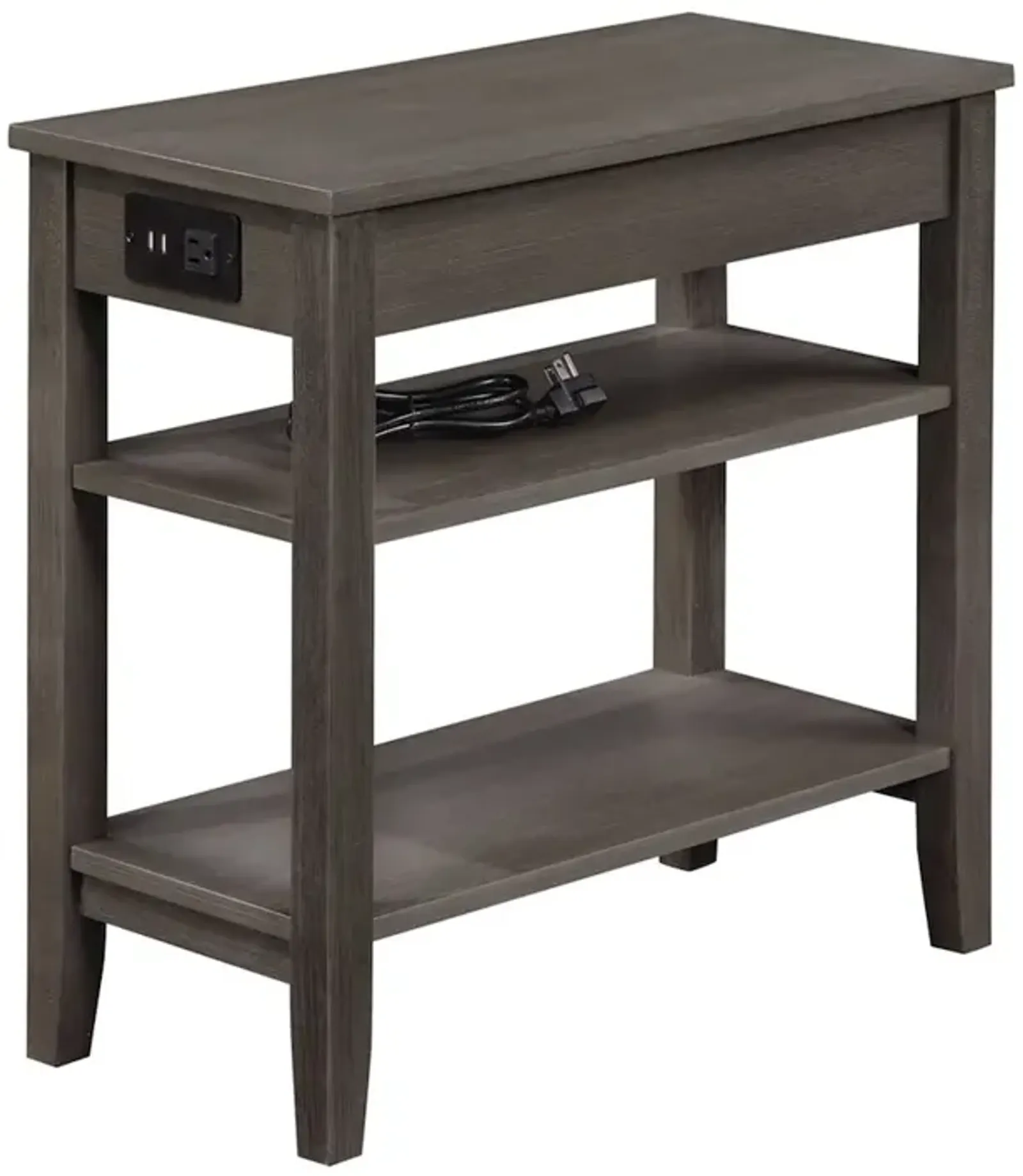 Convenience Concepts American Heritage 1 Drawer Chairside End Table with Charging Station and Shelves