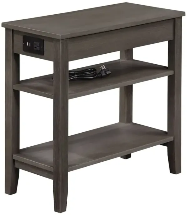 Convenience Concepts American Heritage 1 Drawer Chairside End Table with Charging Station and Shelves