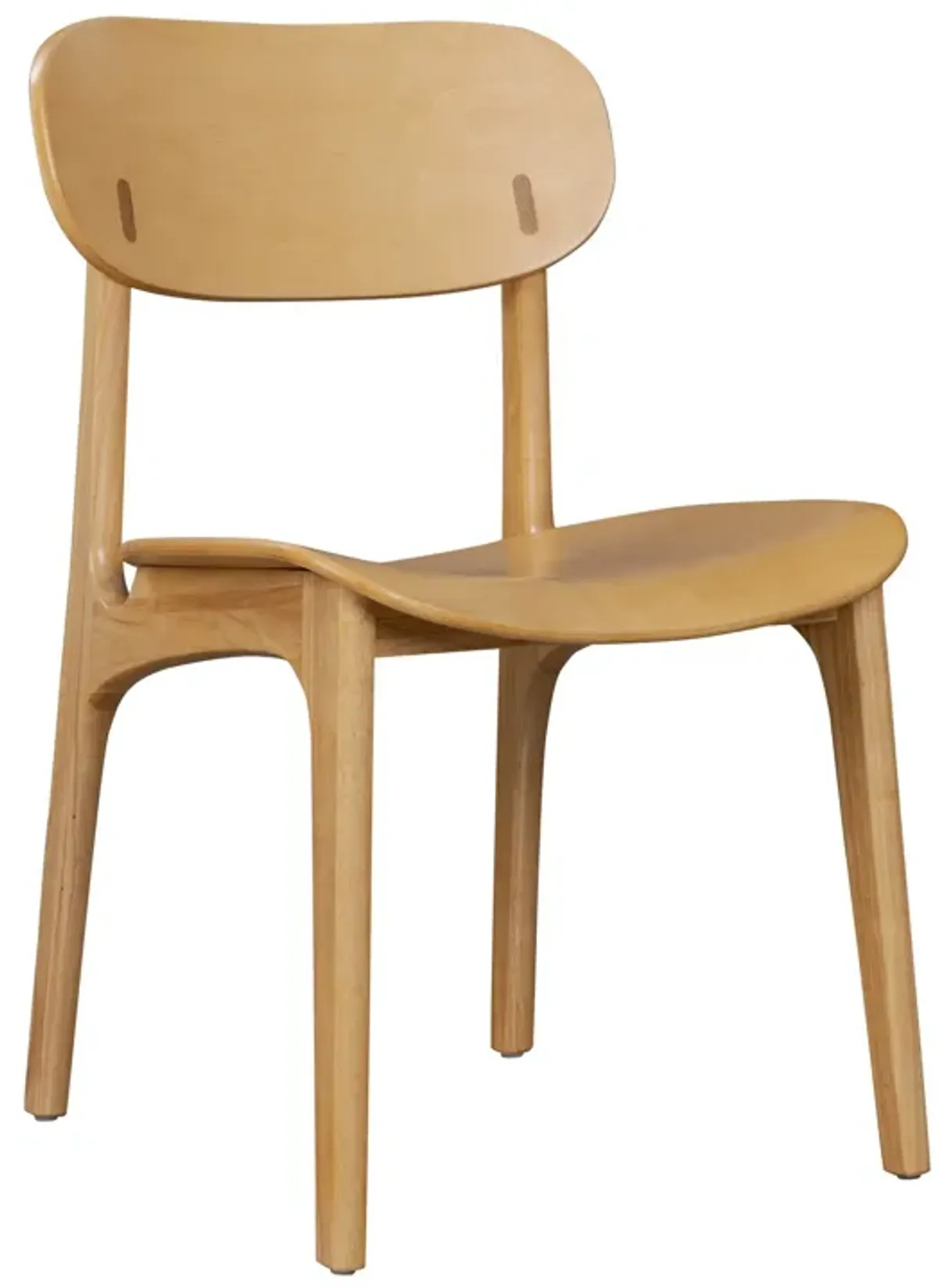 Seln 20 Inch Dining Chair Set of 2, Curved Seat, Splayed Legs, Light Brown - Benzara