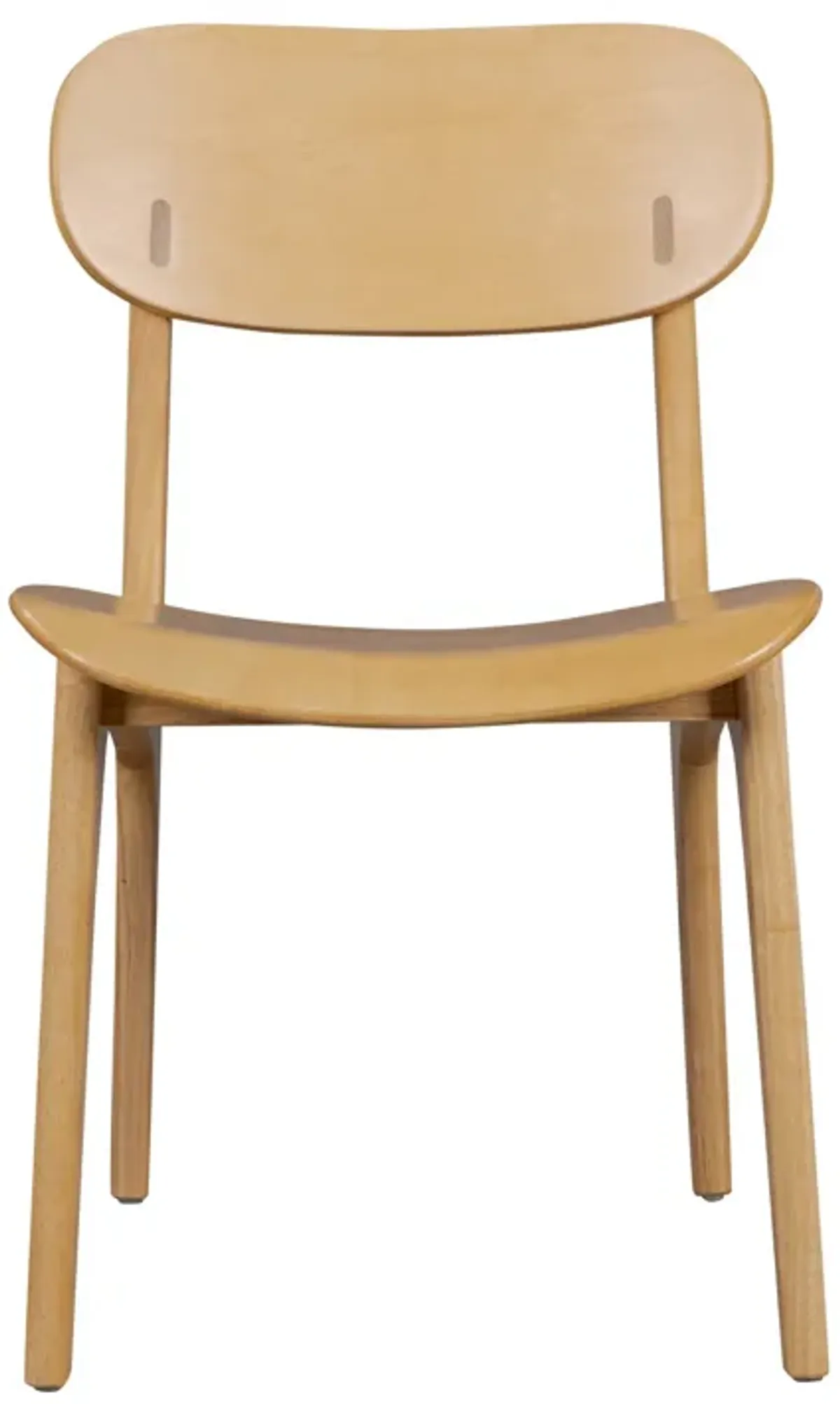 Seln 20 Inch Dining Chair Set of 2, Curved Seat, Splayed Legs, Light Brown - Benzara