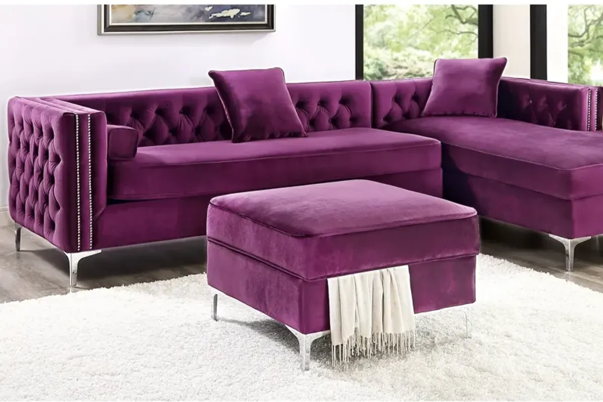 Inspired Home Clarinda Velvet Storage Ottoman