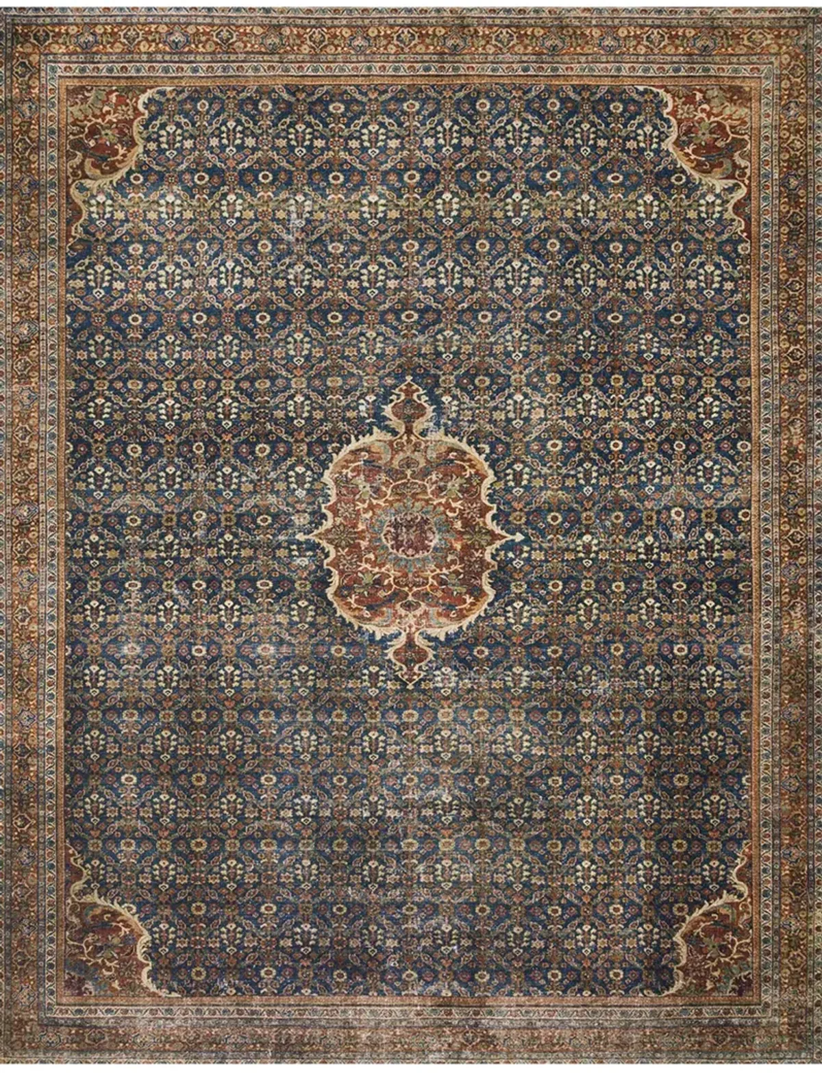 Layla LAY09 Cobalt Blue/Spice 5' x 7'6" Rug