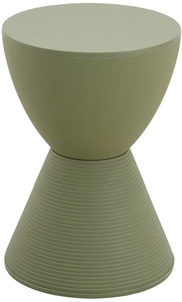 LeisureMod Modern ABS Shell Ribbed Hourglass Accent Drum Side Table with Removable Lid for Storage Indoor and Outdoor Use