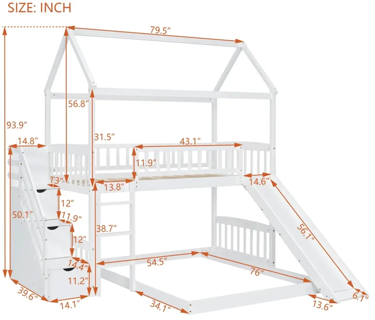 Merax Bunk Bed with Two Drawers and Slide