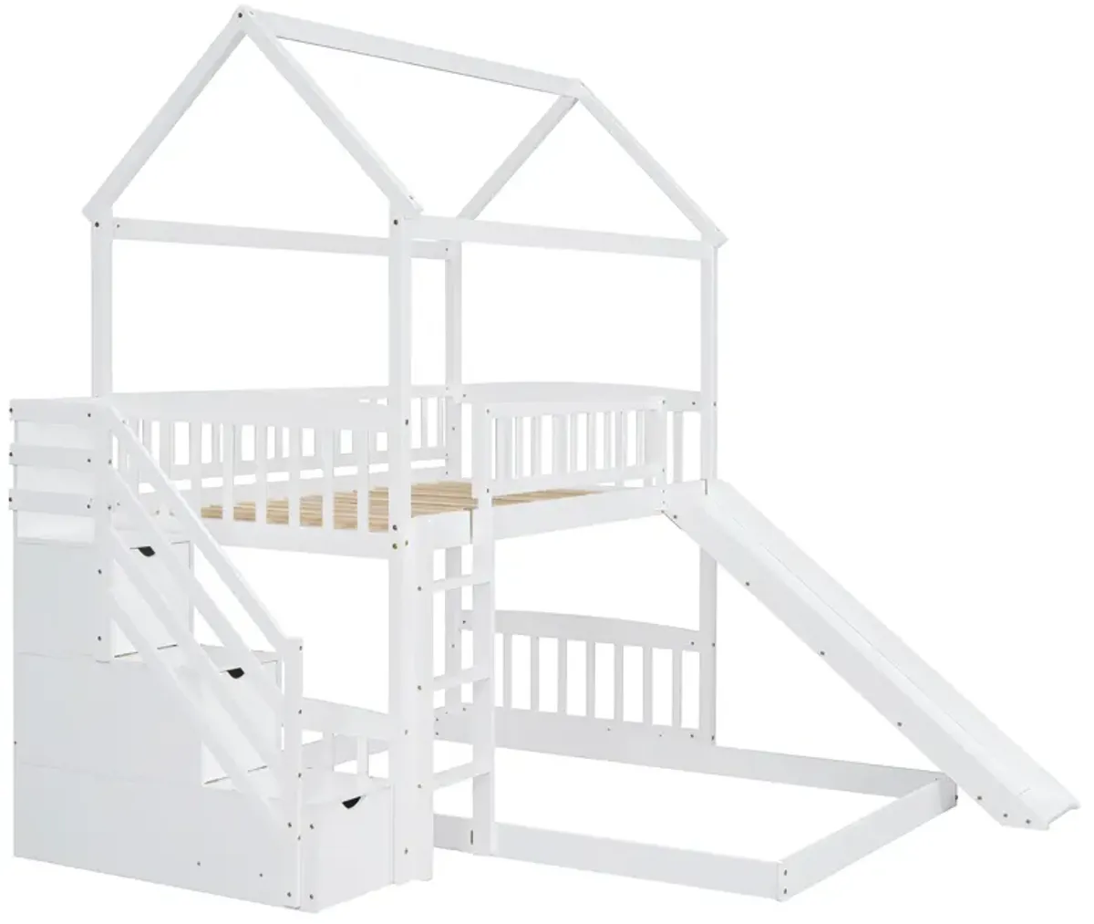 Merax Bunk Bed with Two Drawers and Slide