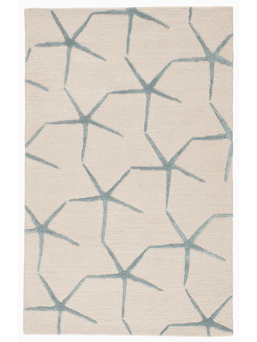 Coastal Resort Starfishing White 5' x 8' Rug