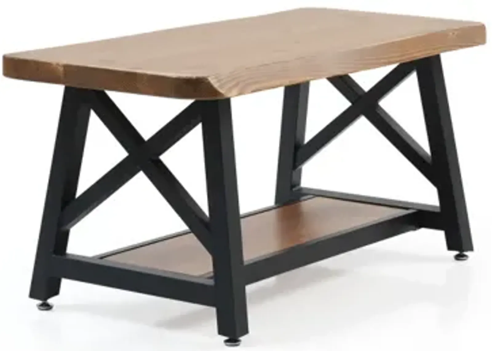 Furnish Home Store Berlin 39" Solid Wood Rustic Coffee Cocktail Table For Living Rooms With Shelf