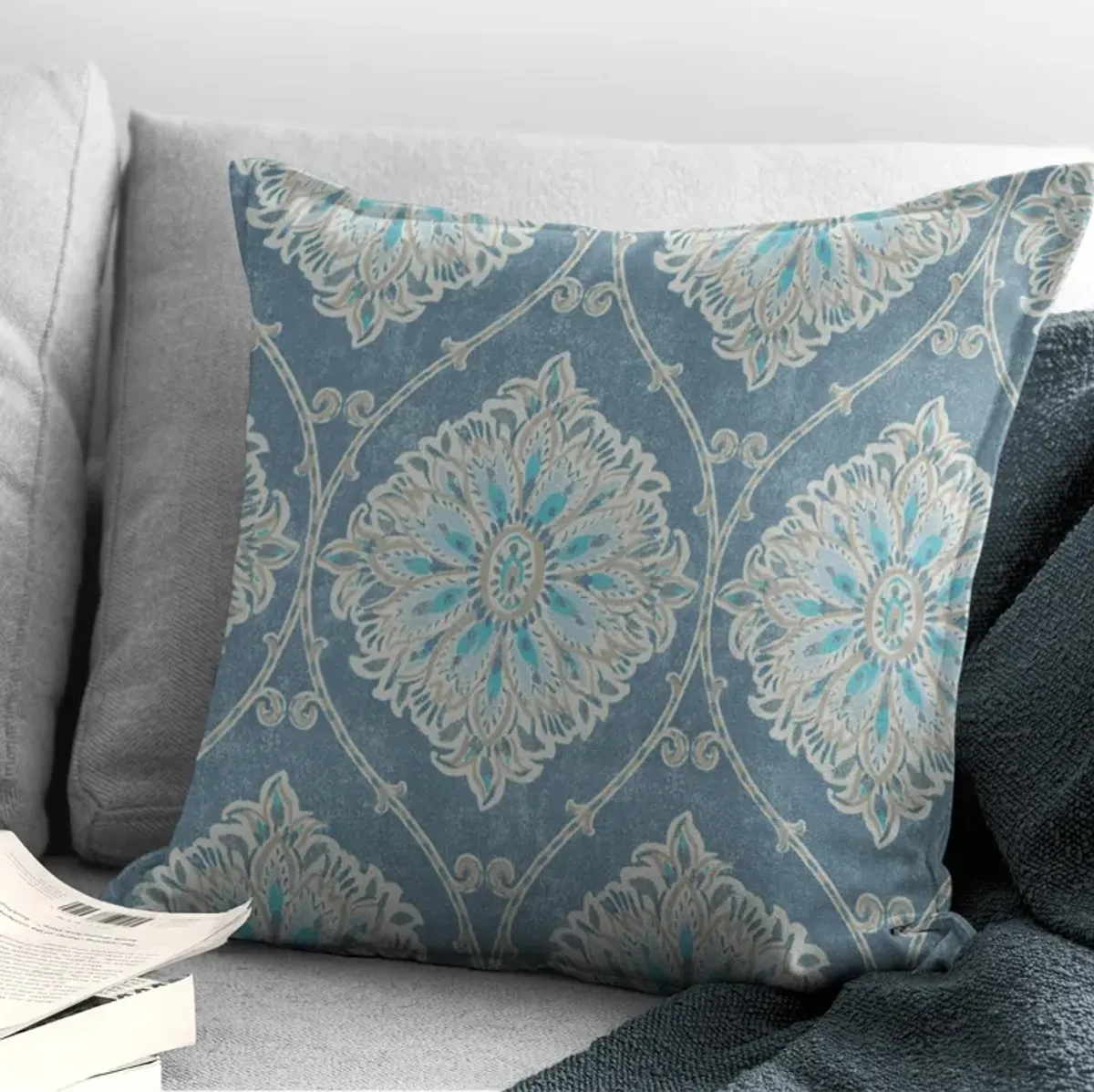 6ix Tailors Fine Linens Bellamy Blue Decorative Throw Pillows