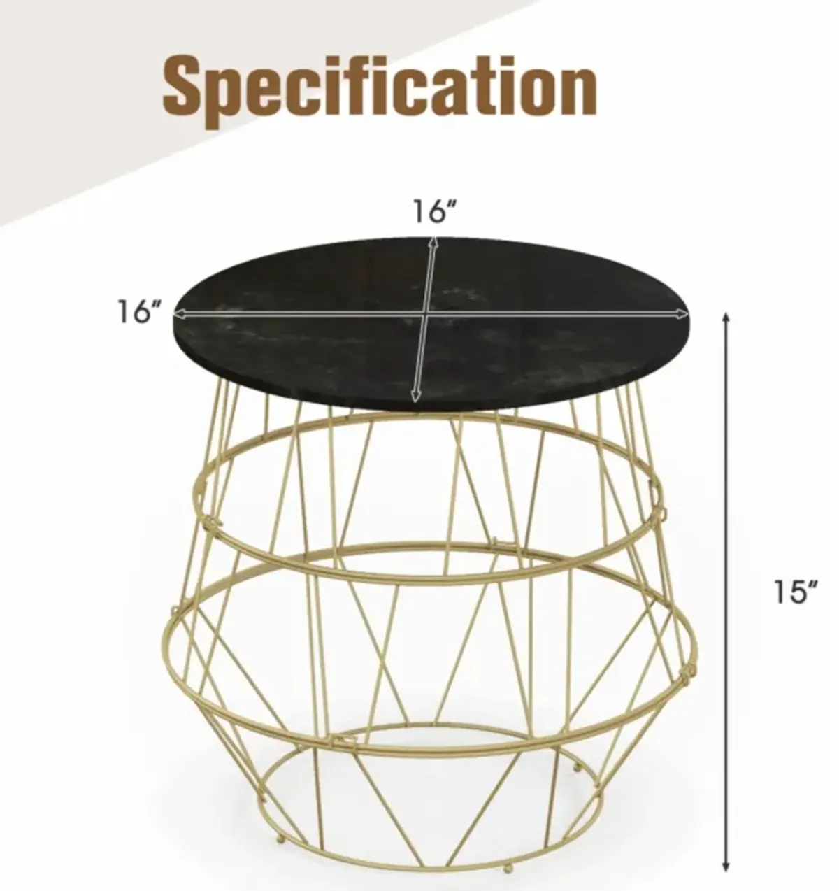 Hivvago Round Metal Frame End Table with Removable Top