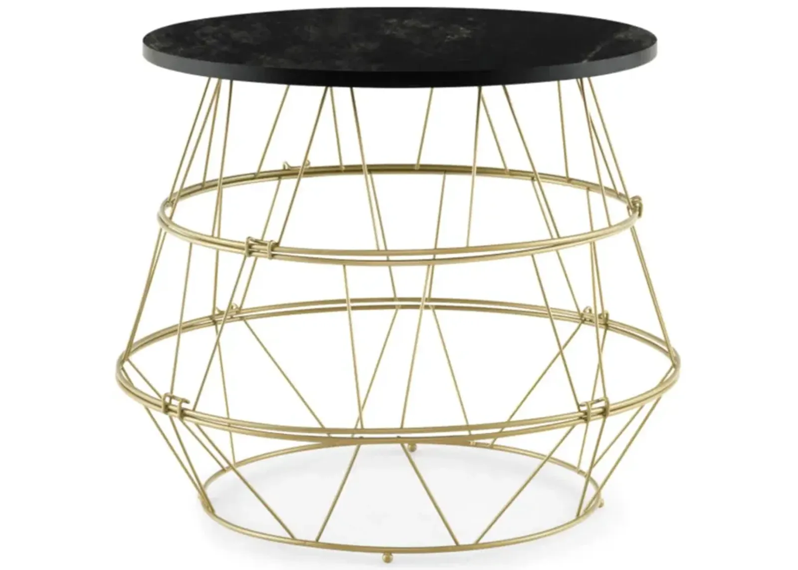 Hivvago Round Metal Frame End Table with Removable Top