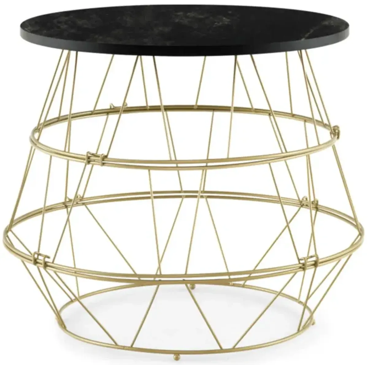 Hivvago Round Metal Frame End Table with Removable Top