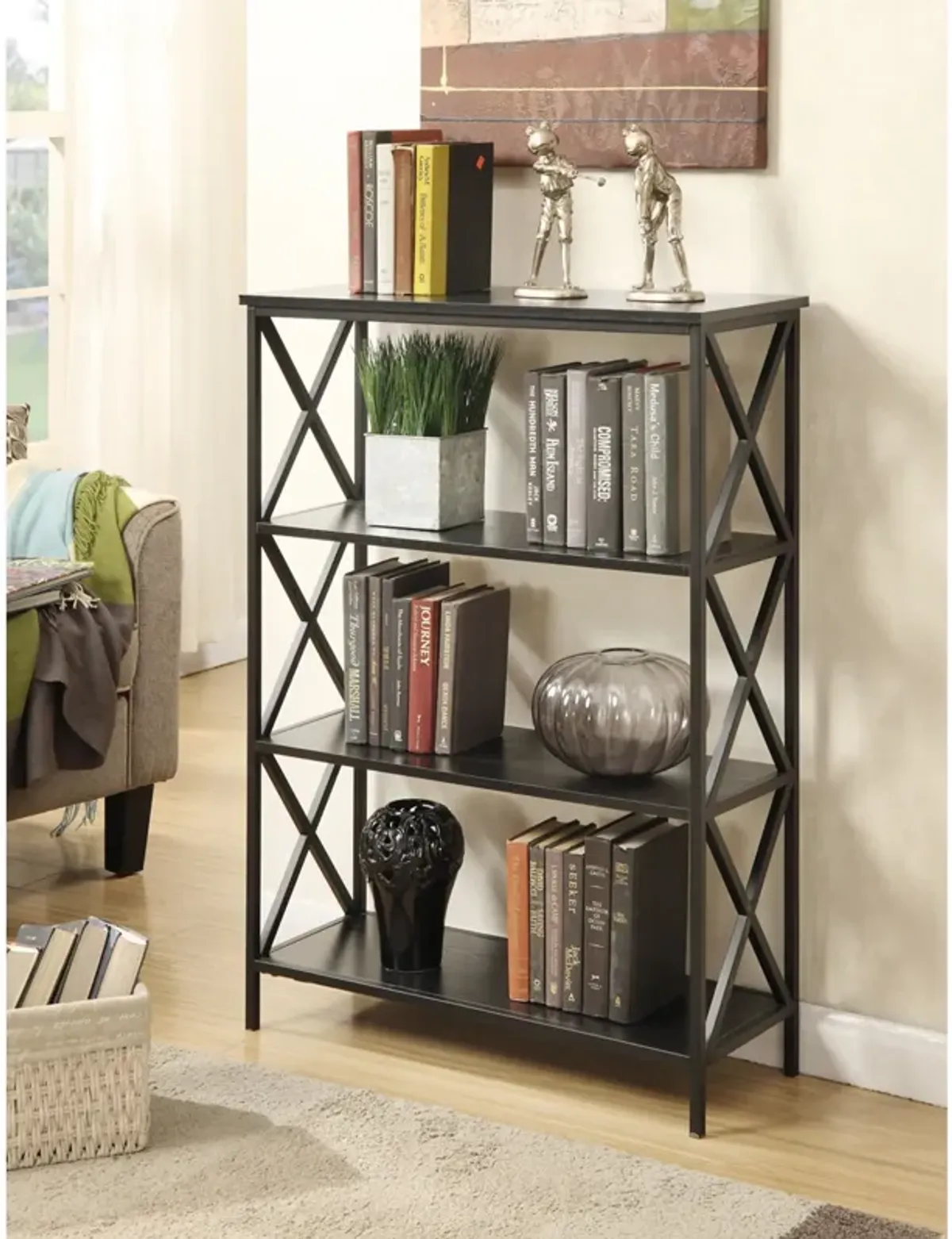 Convenience Concepts Tucson 4 Tier Bookcase, Black