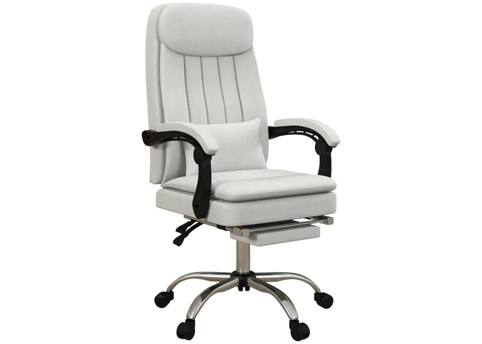 Cream White Massage Chair: Microfibre, Reclining, Footrest