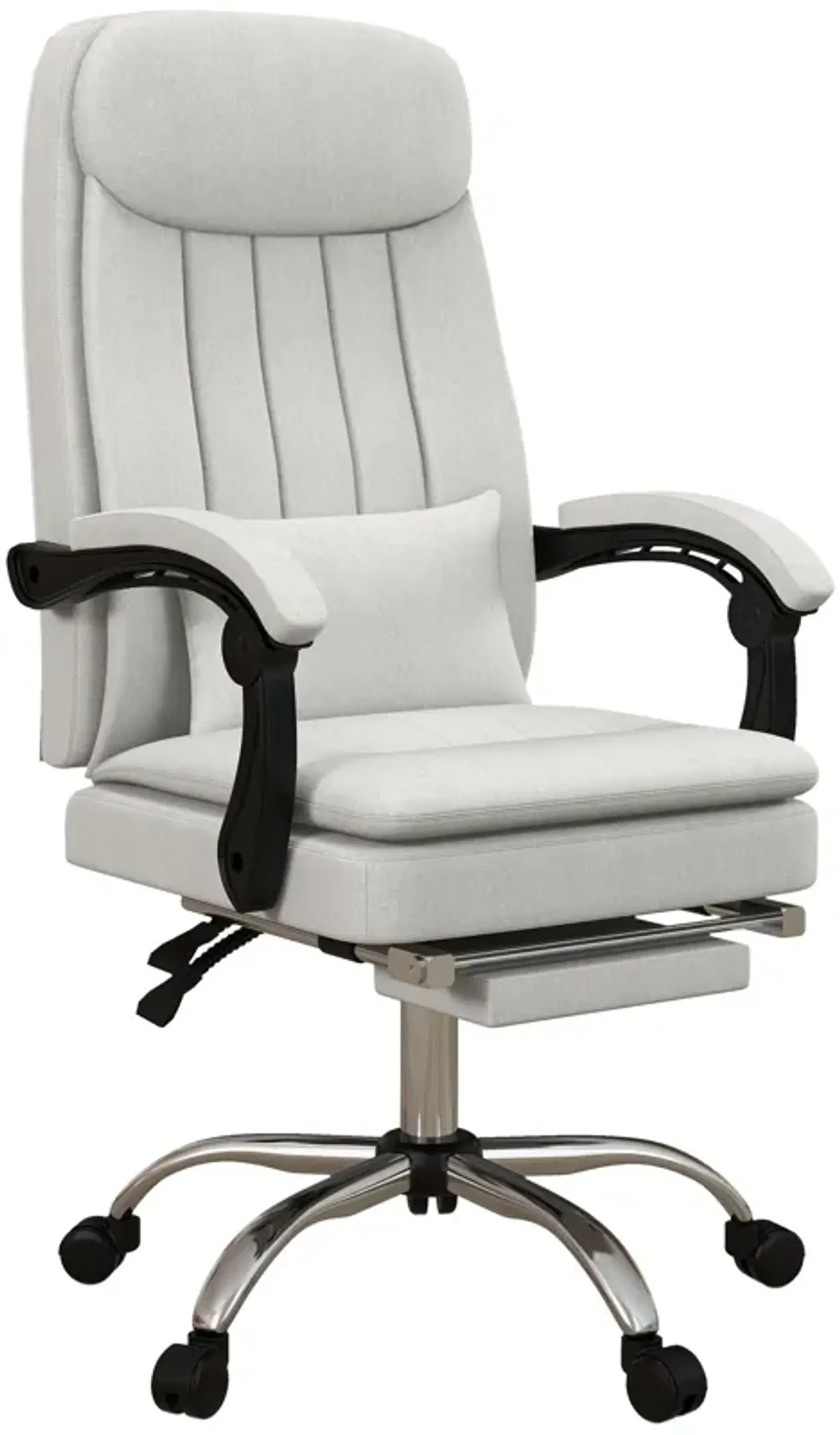 Cream White Massage Chair: Microfibre, Reclining, Footrest