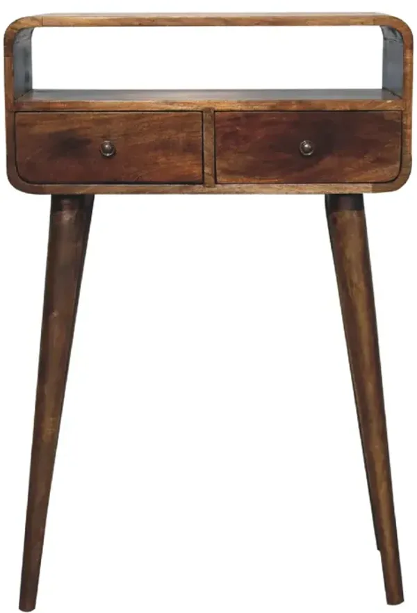 Artisan Furniture Solid Wood Mini Grey-wash Curved Console