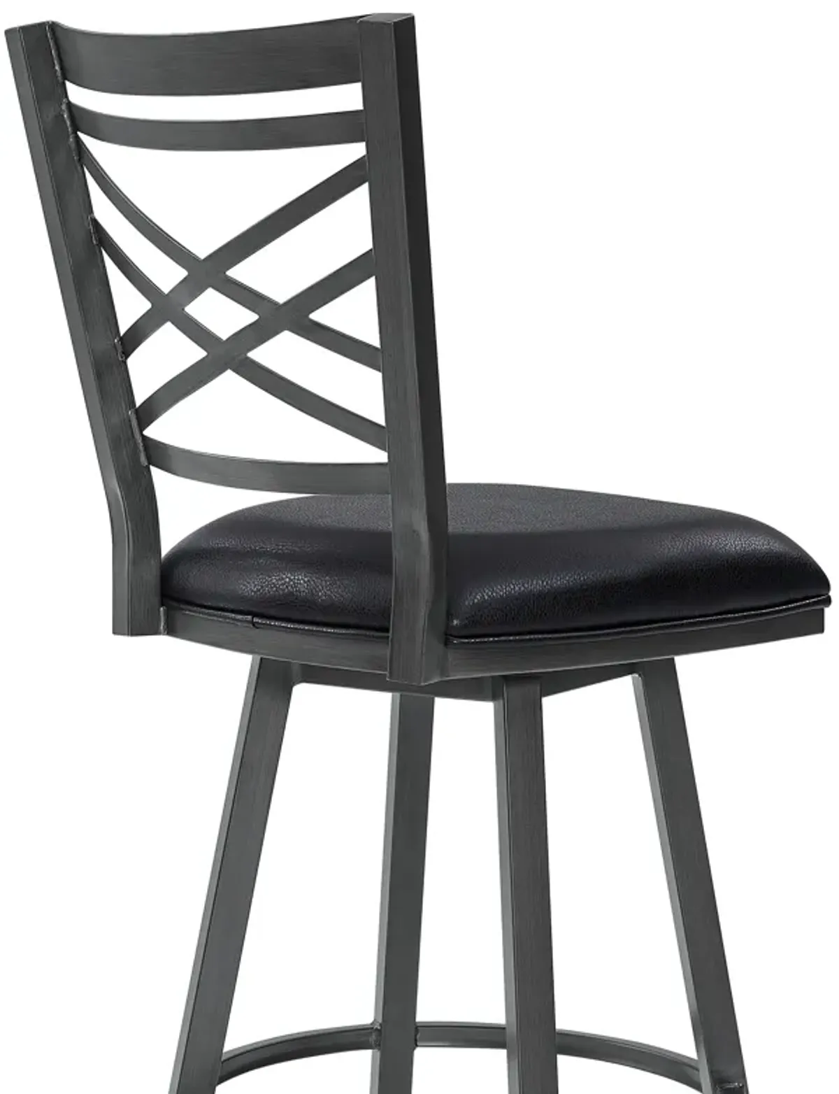 Fargo Counter Height Metal Barstool in Mineral Finish with Black Faux Leather