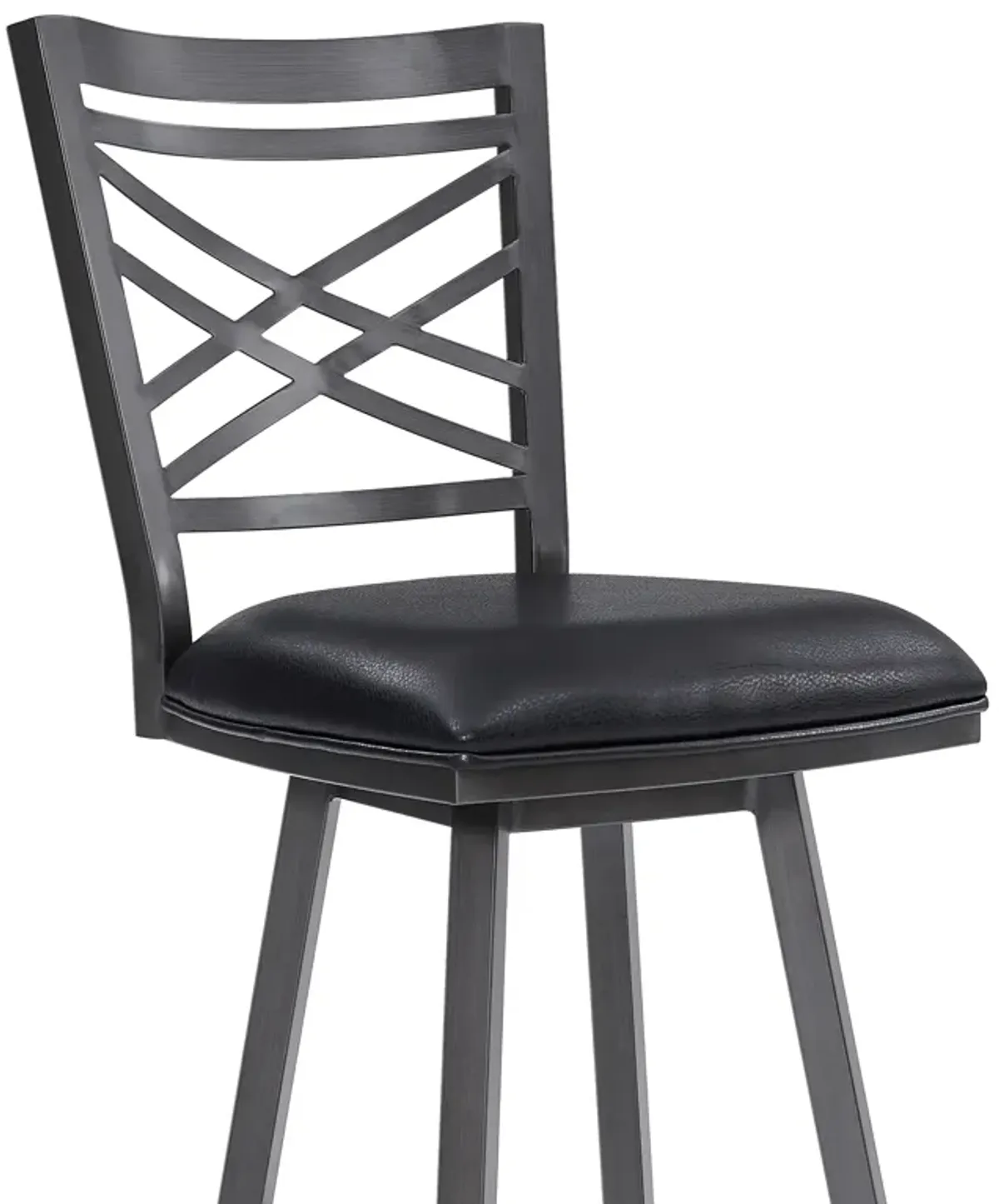 Fargo Counter Height Metal Barstool in Mineral Finish with Black Faux Leather