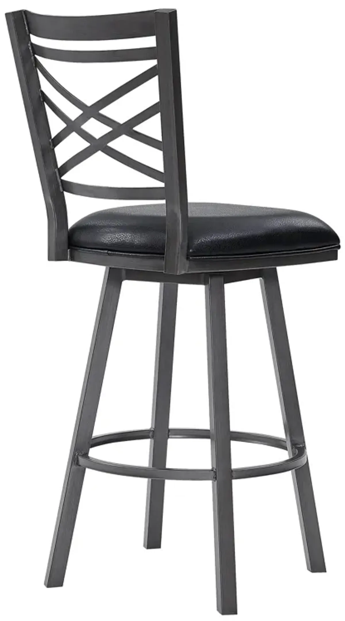 Fargo Counter Height Metal Barstool in Mineral Finish with Black Faux Leather