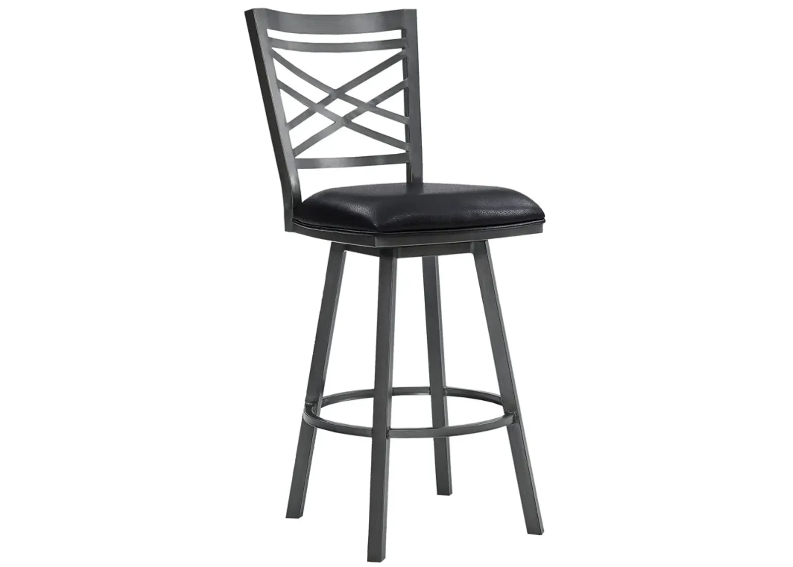 Fargo Counter Height Metal Barstool in Mineral Finish with Black Faux Leather