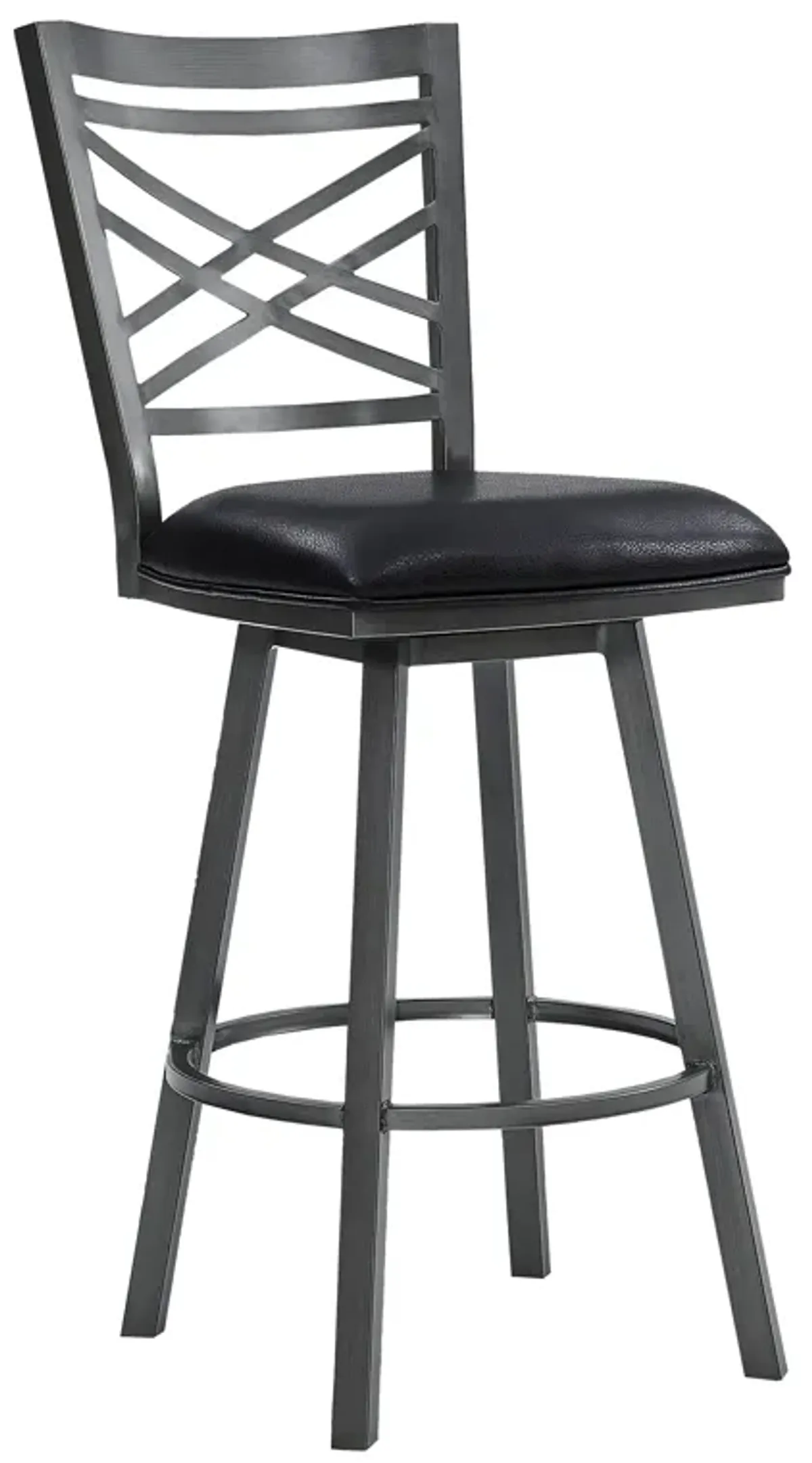 Fargo Counter Height Metal Barstool in Mineral Finish with Black Faux Leather