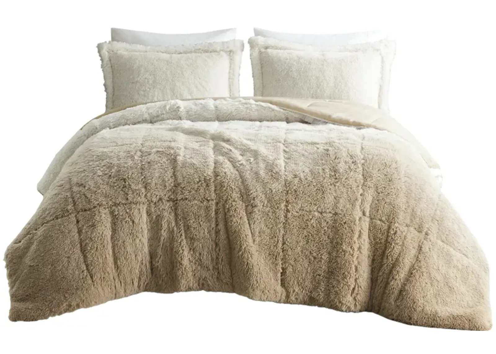 Gracie Mills Ethel Faux Fur Ombre Shag Comforter Set