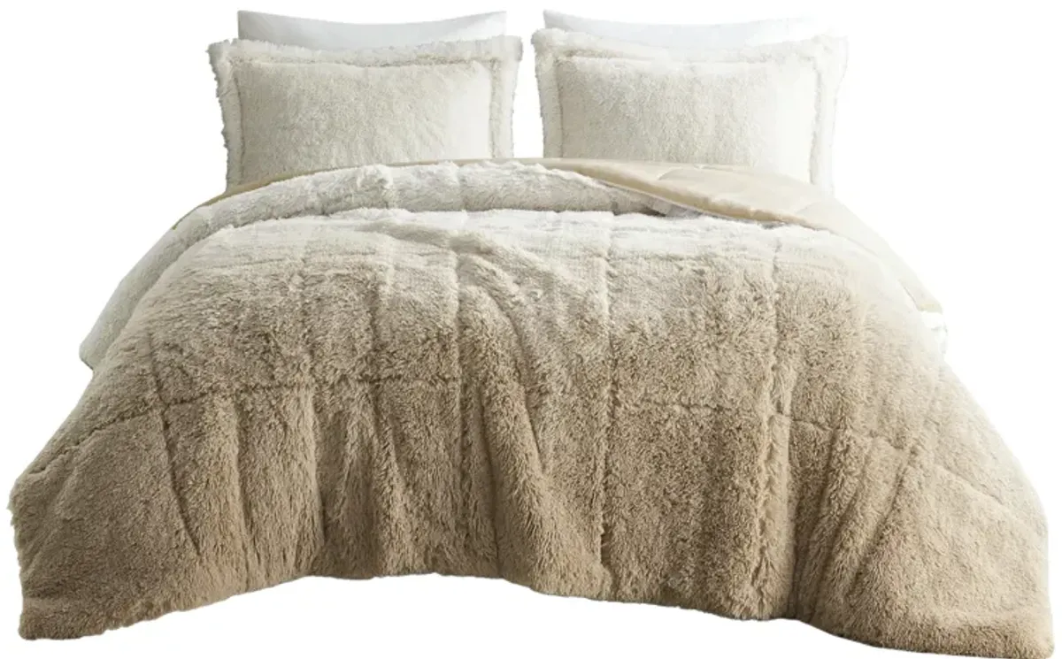 Gracie Mills Ethel Faux Fur Ombre Shag Comforter Set