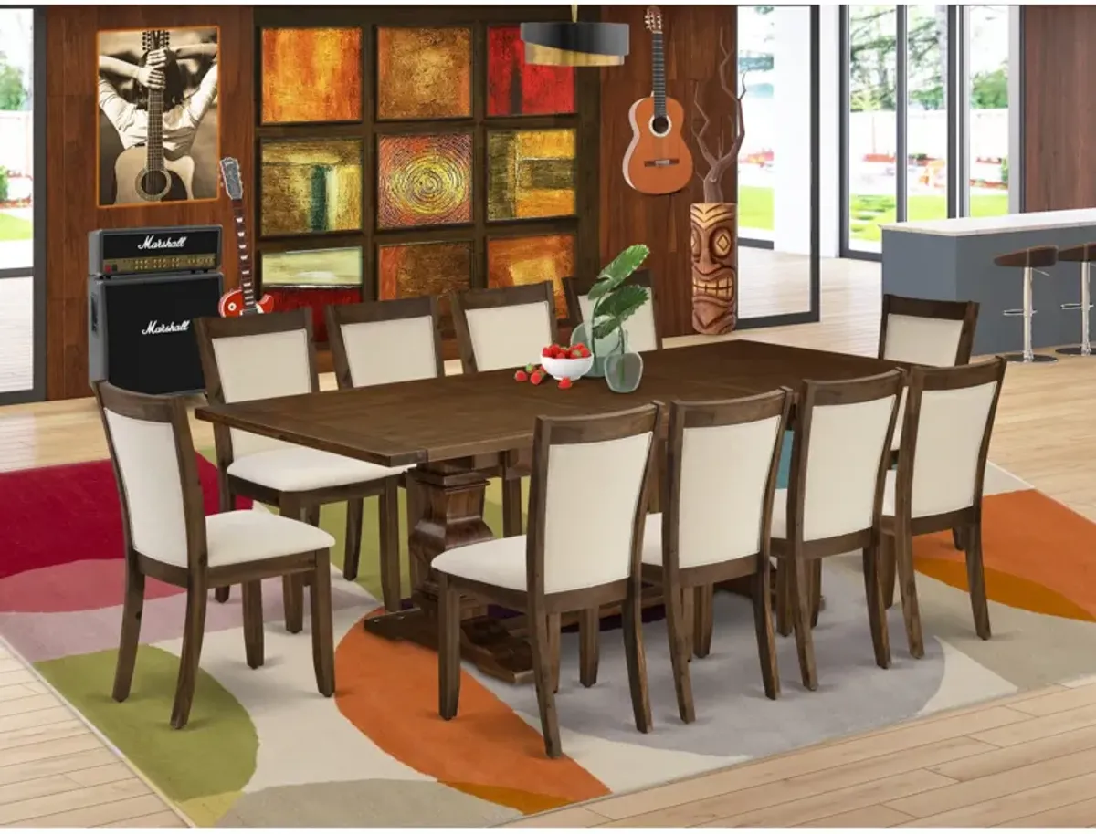 East West Furniture East West Furniture I3MZ7-NN-32 7-Piece Dining Set - A Gorgeous Kitchen Table and 6 Attractive Light Beige Linen Fabric Wood Dining Chairs with Stylish High Back (Sand Blasting Antique Walnut Finish)