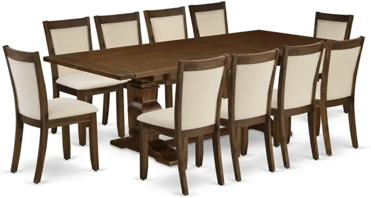 East West Furniture East West Furniture I3MZ7-NN-32 7-Piece Dining Set - A Gorgeous Kitchen Table and 6 Attractive Light Beige Linen Fabric Wood Dining Chairs with Stylish High Back (Sand Blasting Antique Walnut Finish)