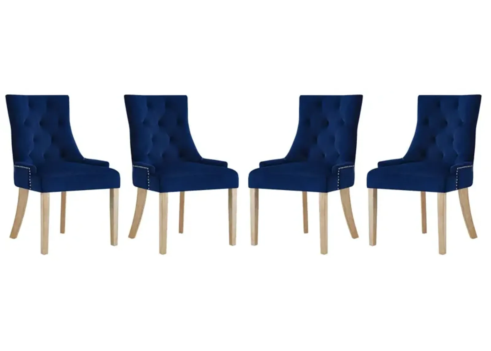 Modway Ponder Mid-Century Modern Four Dining Chair with Performance Velvet in Navy