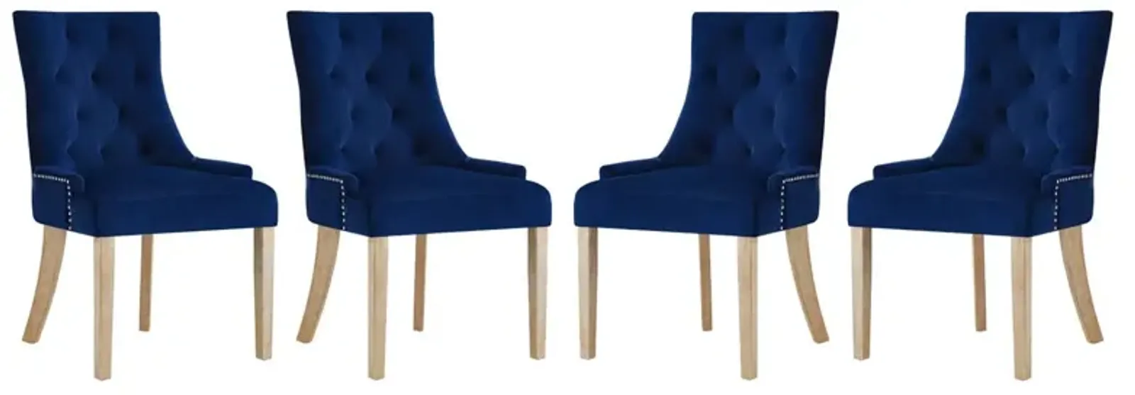 Modway Ponder Mid-Century Modern Four Dining Chair with Performance Velvet in Navy