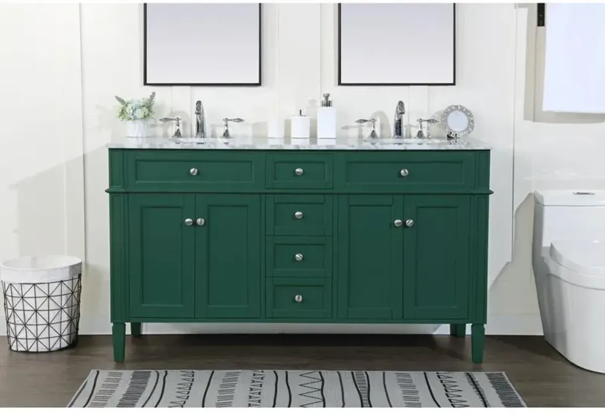 Elegant Kitchen and Bath 60 inch double bathroom vanity in green
