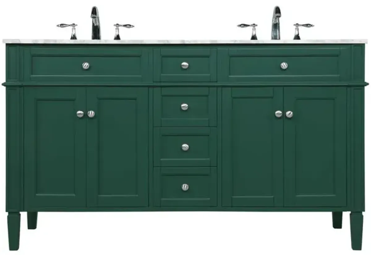 Elegant Kitchen and Bath 60 inch double bathroom vanity in green